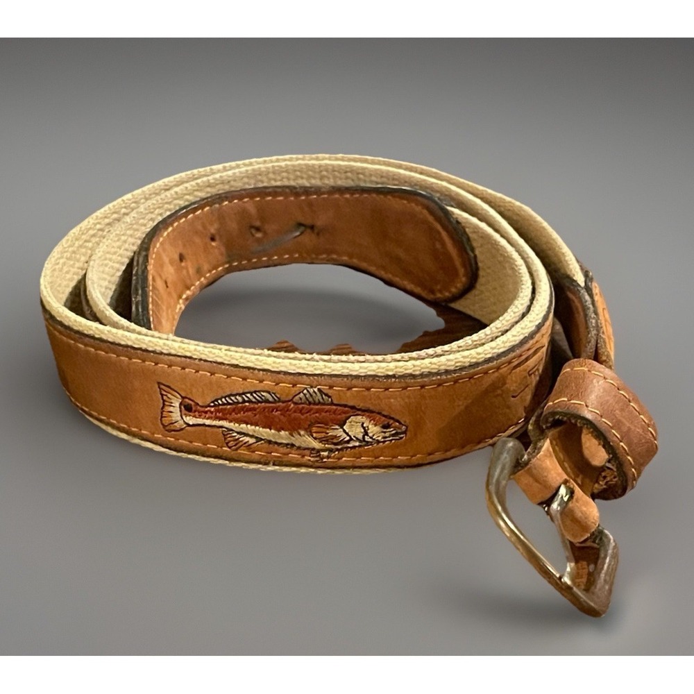 Zep Pro Redfish Tan Leather Brass Buckle -42 USA